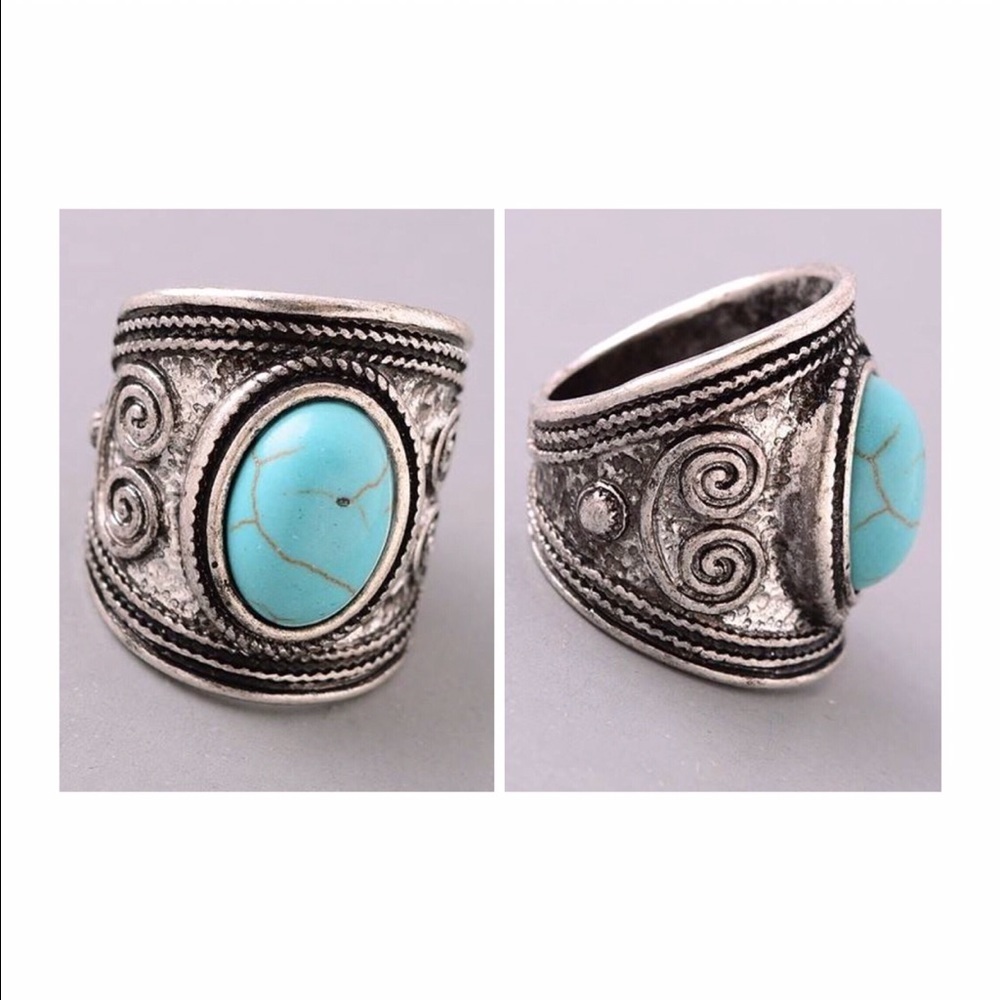 Silver and Turquoise Statement Ring
